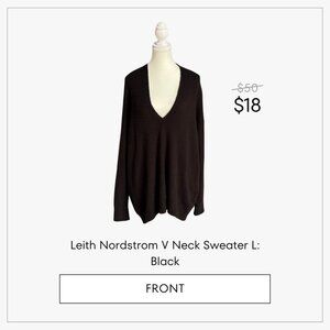 Leith Nordstrom V Neck Sweater L: Black